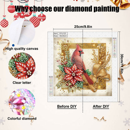 Christmas Cardinal - Special Shaped Drill Diamond Painting 30*30CM