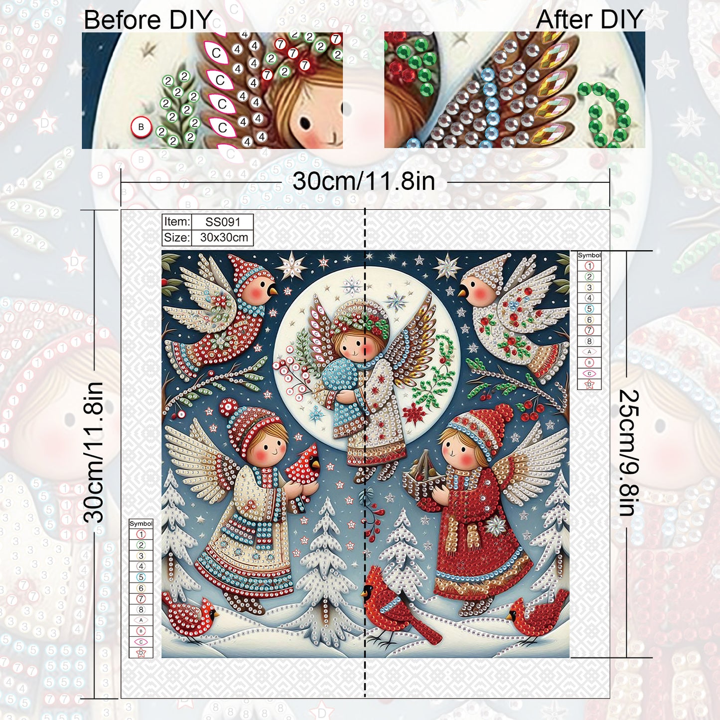 Christmas Angel - Special Shaped Drill Diamond Painting 30*30CM