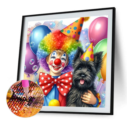 Clown And Dog - Full Round Drill Diamond Painting 40*40CM