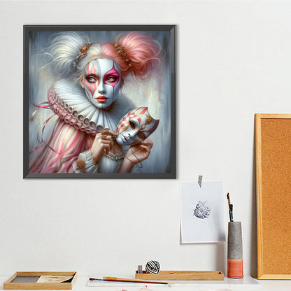 White And Pink Clown - Full Round Drill Diamond Painting 40*40CM