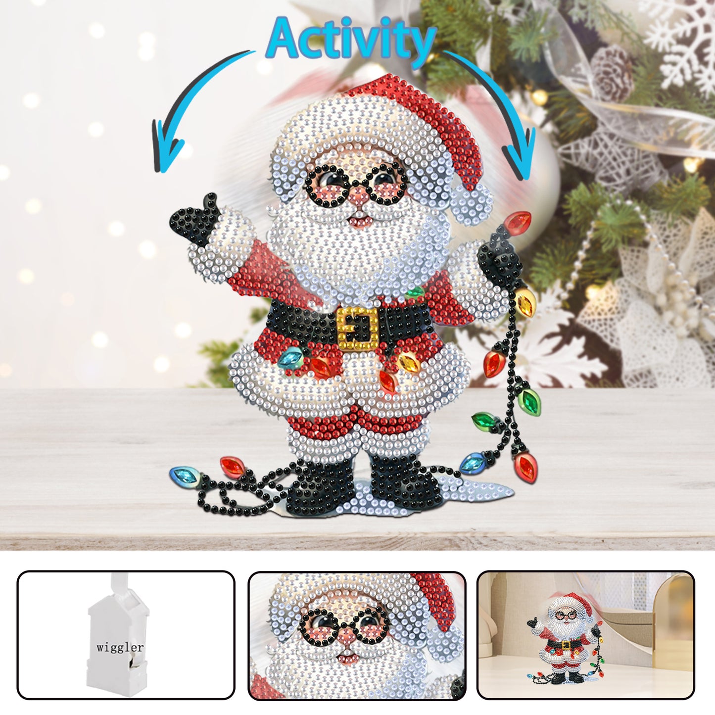Acrylic Shaking Head Desktop Diamond Art Kits for Adults Beginner (Santa Claus)