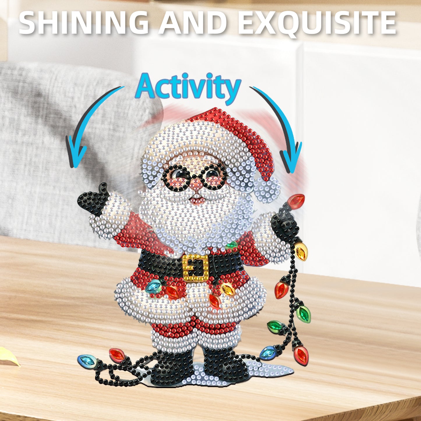 Acrylic Shaking Head Desktop Diamond Art Kits for Adults Beginner (Santa Claus)