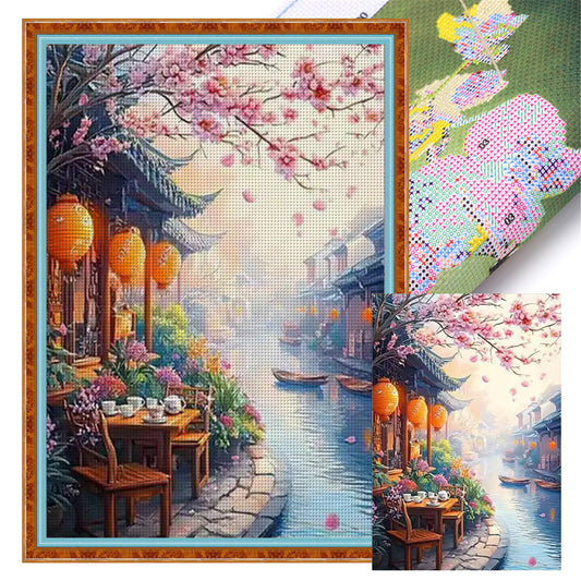 Jiangnan Ancient Town - Spring - 11CT Stamped Cross Stitch 50*70CM£¨Mona Lisa Brand£©