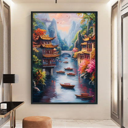 Jiangnan Ancient Town - Winter - 11CT Stamped Cross Stitch 50*70CM£¨Mona Lisa Brand£©