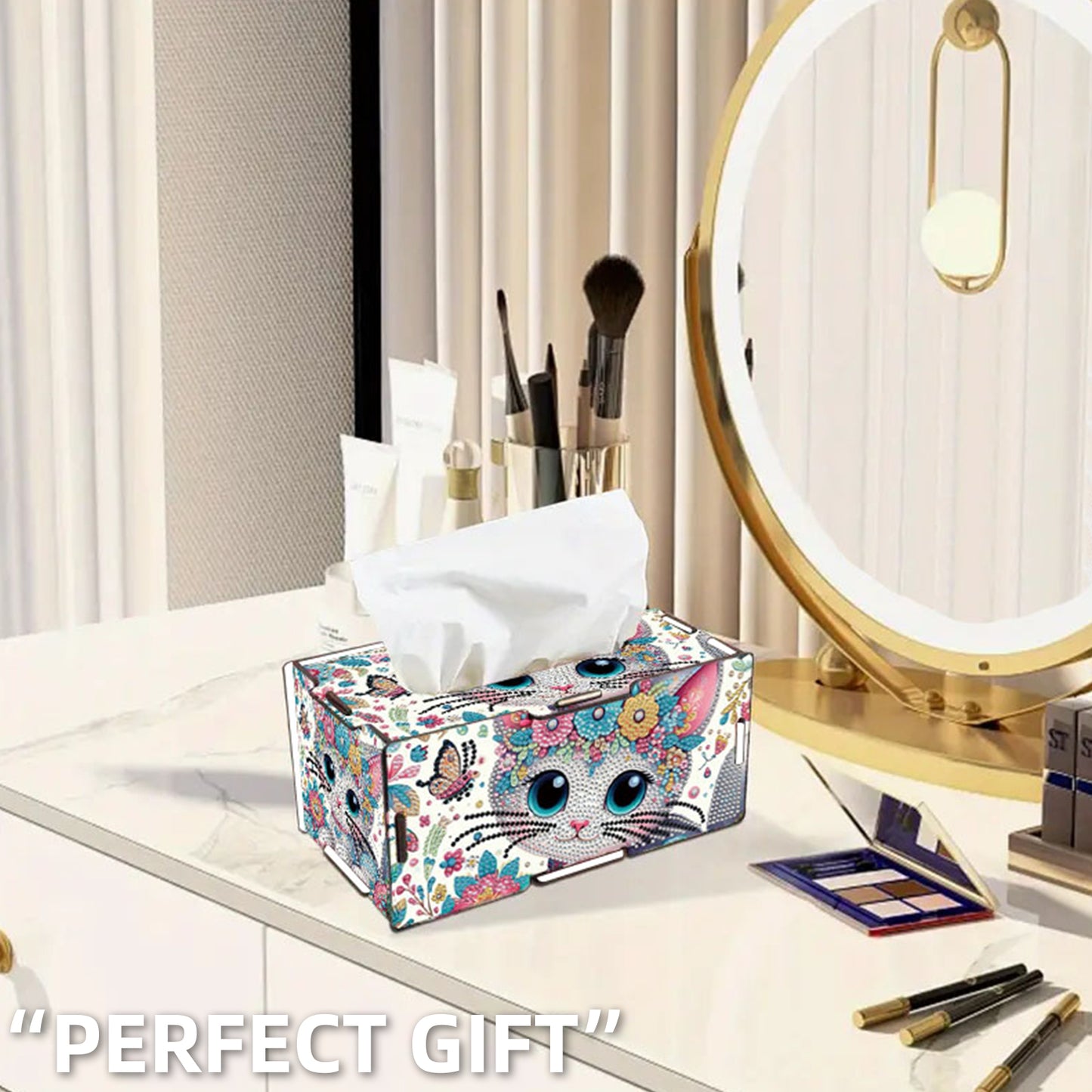 Wooden Diamond Painting Tissue Box for Home and Office Decoration (CZH001)