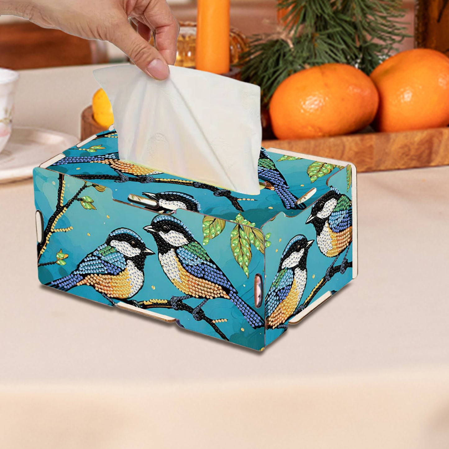 Wooden Diamond Painting Tissue Box for Home and Office Decoration (CZH002)
