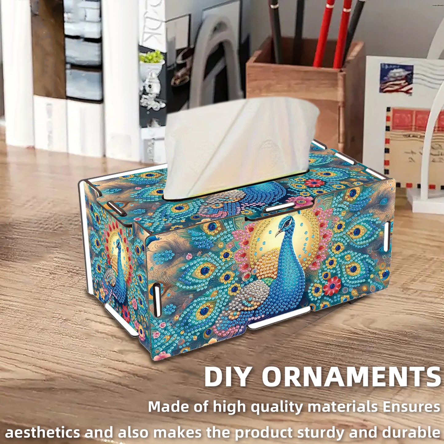 Wooden Diamond Painting Tissue Box for Home and Office Decoration (CZH004)