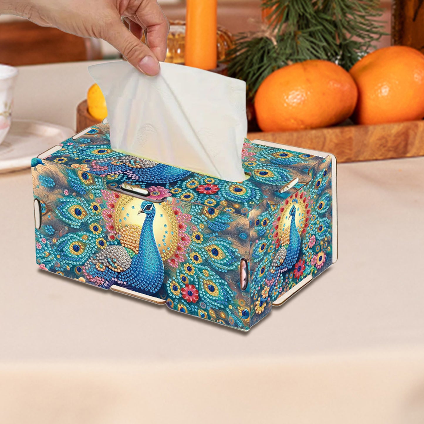 Wooden Diamond Painting Tissue Box for Home and Office Decoration (CZH004)