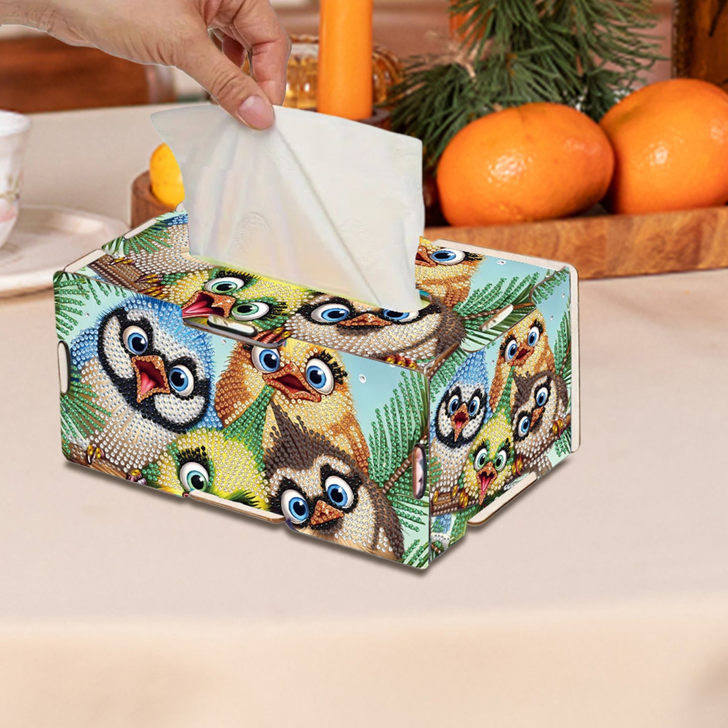 Wooden Diamond Painting Tissue Box for Home and Office Decoration (CZH005)
