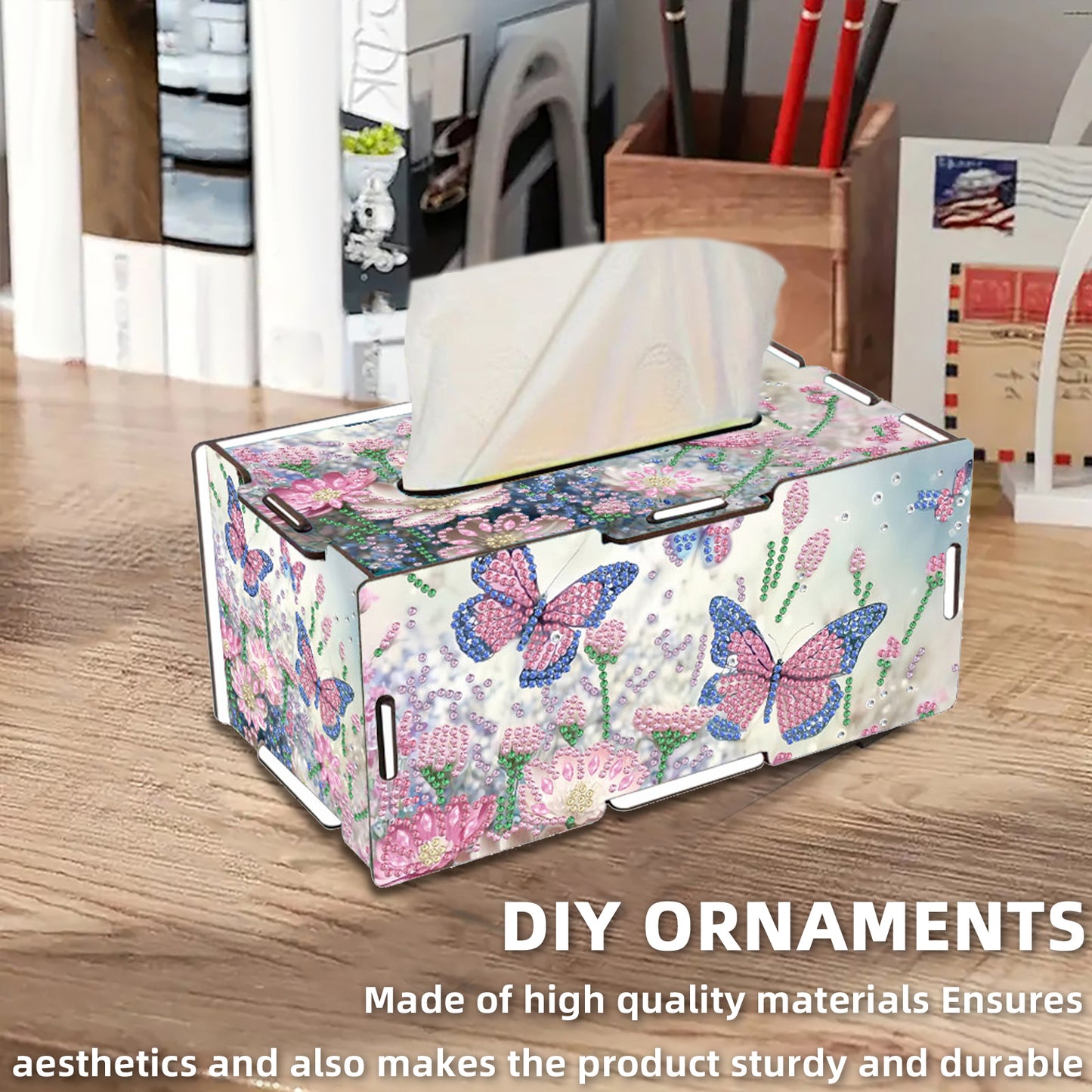 Wooden Diamond Painting Tissue Box for Home and Office Decoration (CZH007)