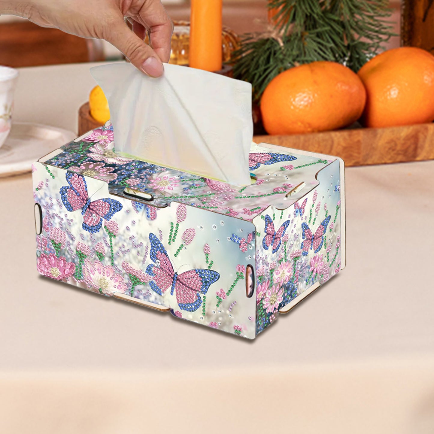Wooden Diamond Painting Tissue Box for Home and Office Decoration (CZH007)