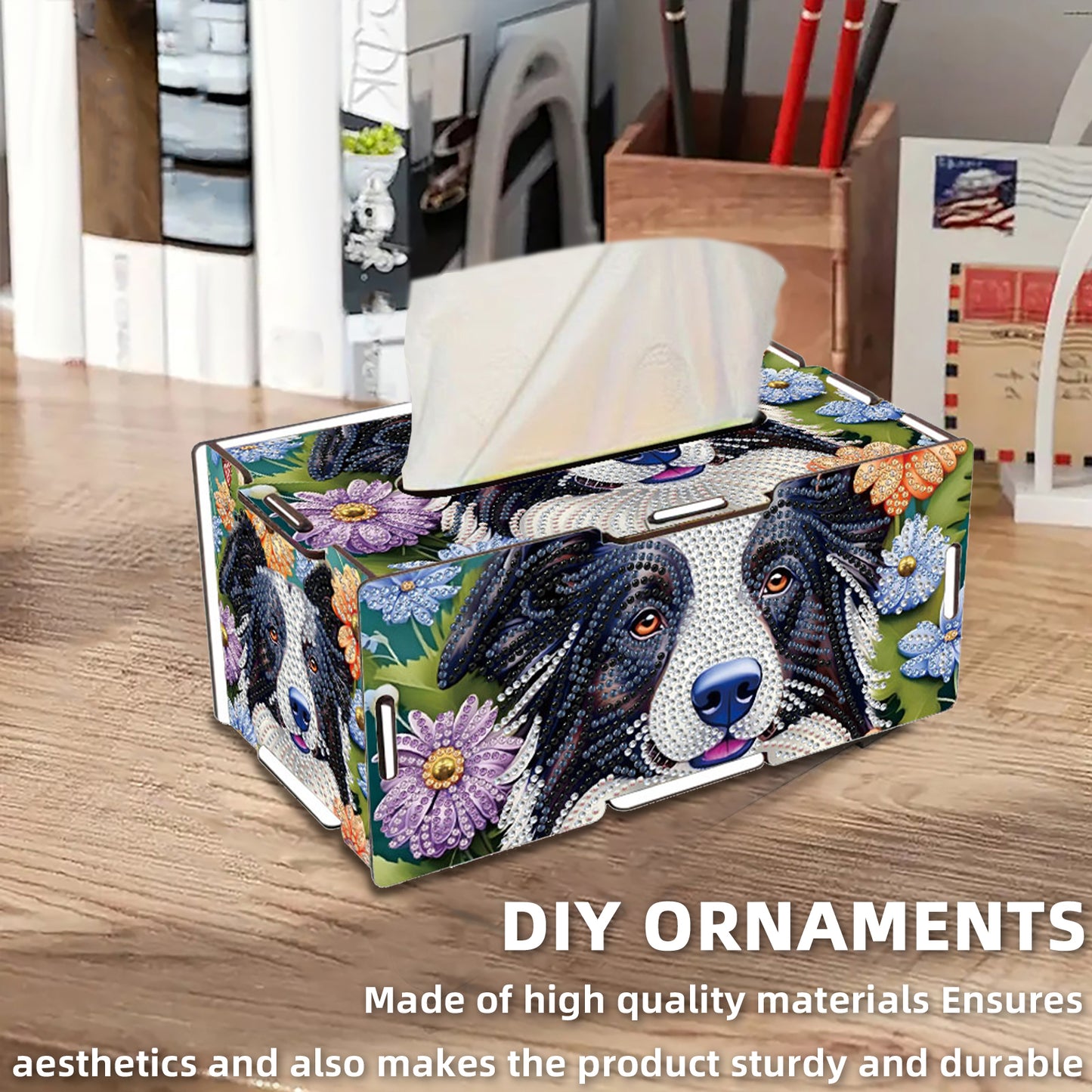 Wooden Diamond Painting Tissue Box for Home and Office Decoration (CZH011)