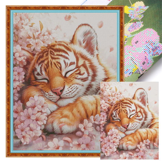 Sleeping Tiger Cub - 14CT Stamped Cross Stitch 70*90CM£¨Egyptian cotton£©£¨Fairy Brand £©