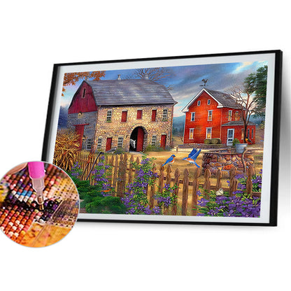Countryside House - Full Round Drill Diamond Painting 40*30CM