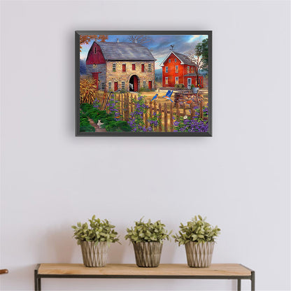Countryside House - Full Round Drill Diamond Painting 40*30CM