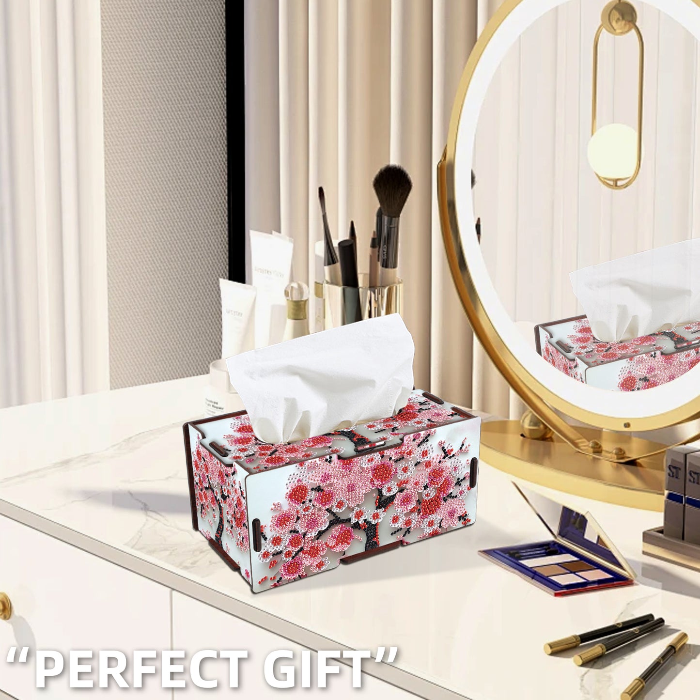 Wooden Diamond Painting Tissue Box for Home and Office Decoration (ZJH037)