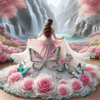 Girl In A Fancy Dress - Full Round Drill Diamond Painting 40*40CM