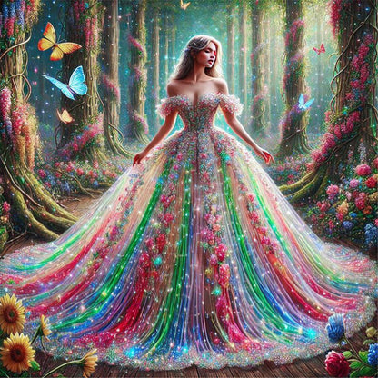 Girl In A Fancy Dress - Full Round Drill Diamond Painting 40*40CM