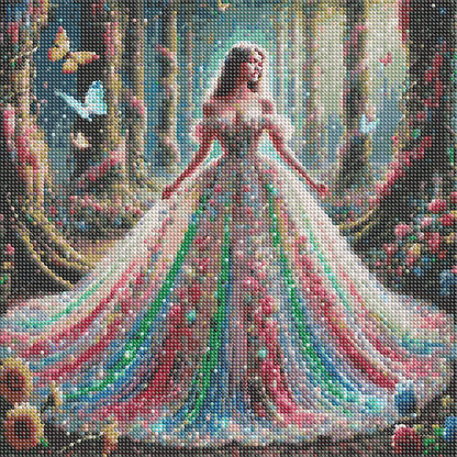 Girl In A Fancy Dress - Full Round Drill Diamond Painting 40*40CM