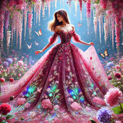 Girl In A Fancy Dress - Full Round Drill Diamond Painting 40*40CM