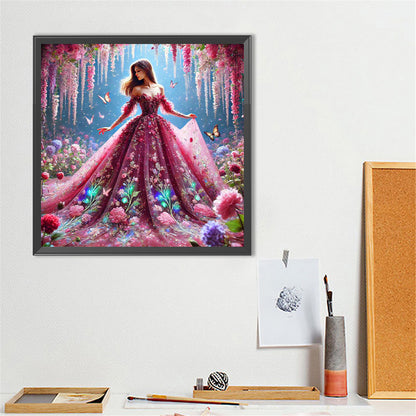 Girl In A Fancy Dress - Full Round Drill Diamond Painting 40*40CM