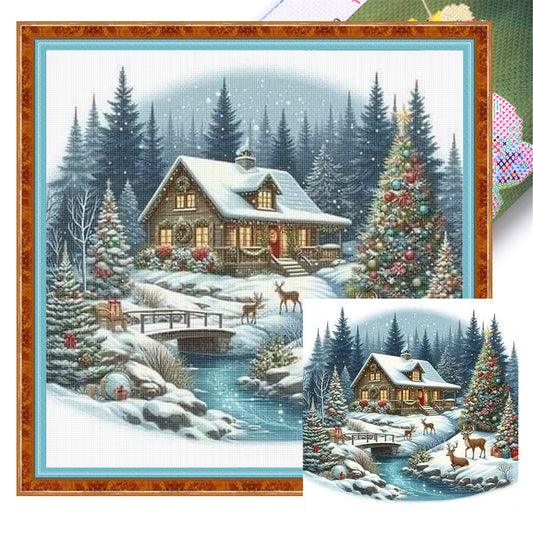 Christmas Cottage - 11CT Stamped Cross Stitch 40*40CM