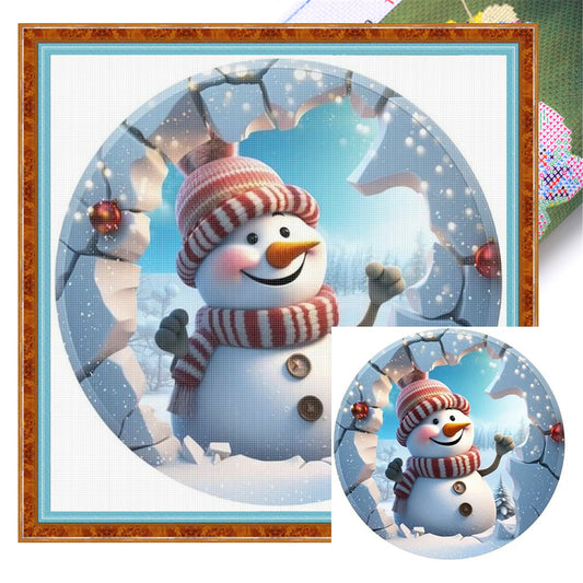 Winter Snowman - 11CT Stamped Cross Stitch 40*40CM