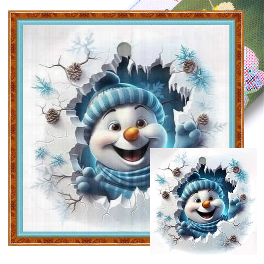 Winter Snowman - 11CT Stamped Cross Stitch 40*40CM