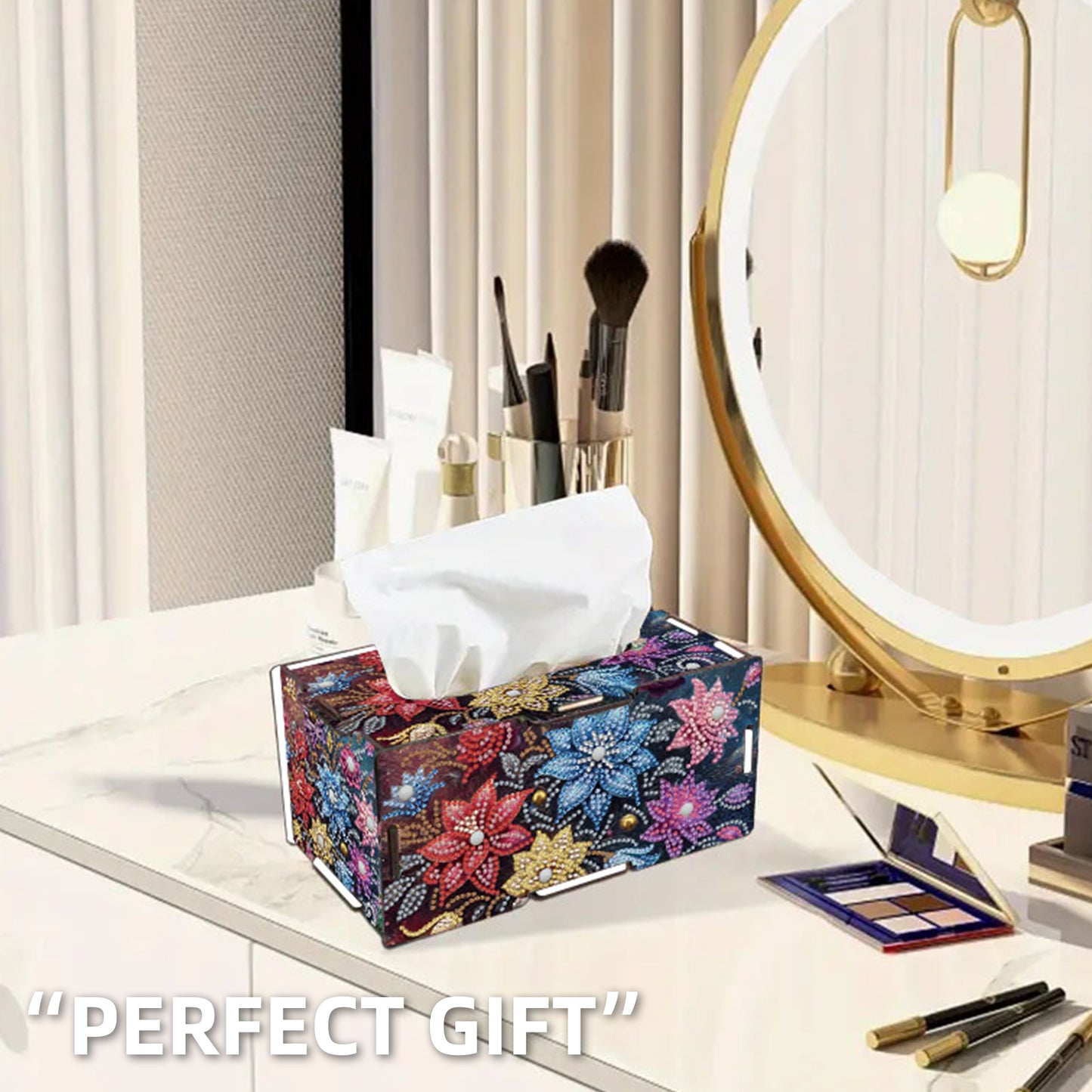 Flower DIY Diamond Art Paper Towel Holder for Home and Office Decoration