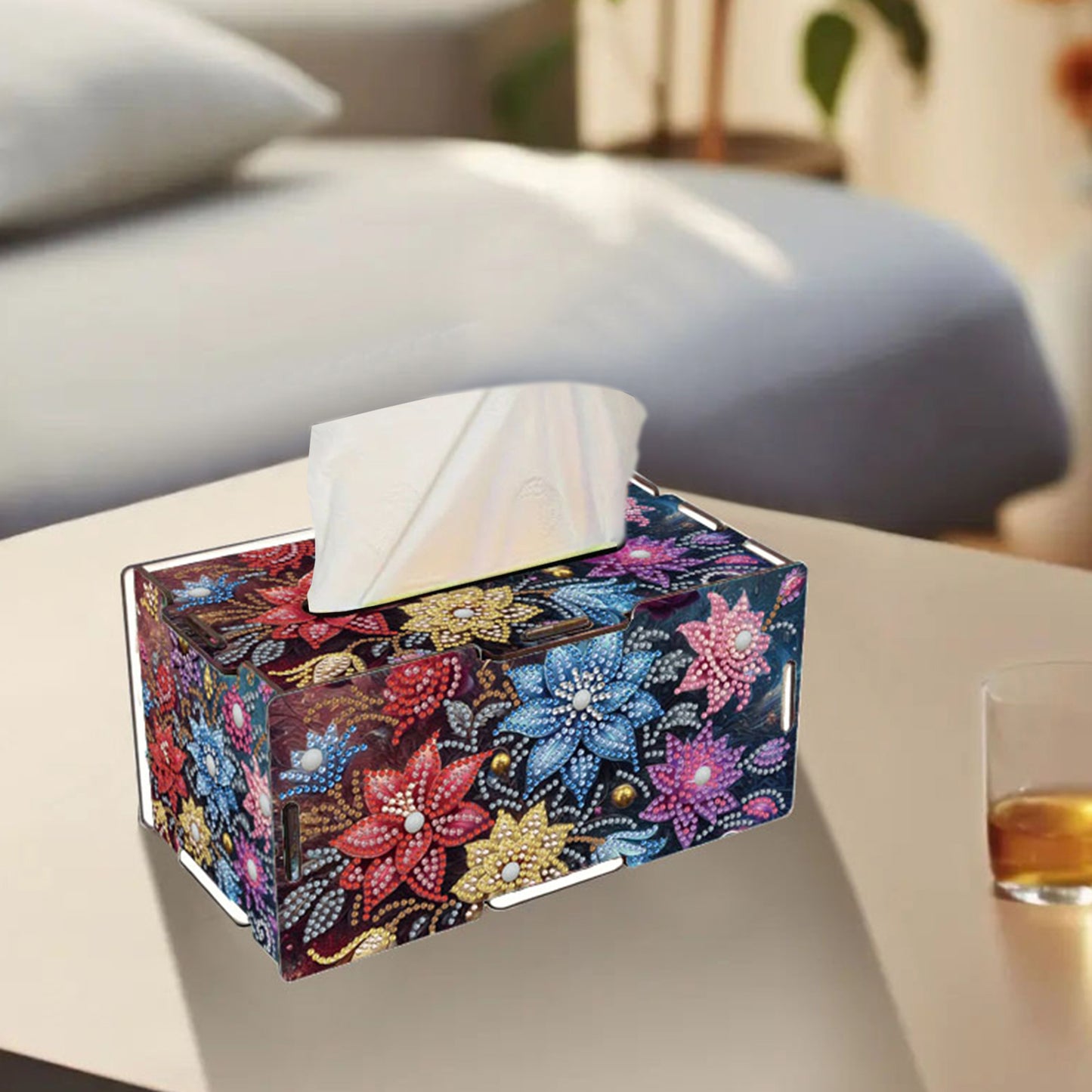 Flower DIY Diamond Art Paper Towel Holder for Home and Office Decoration