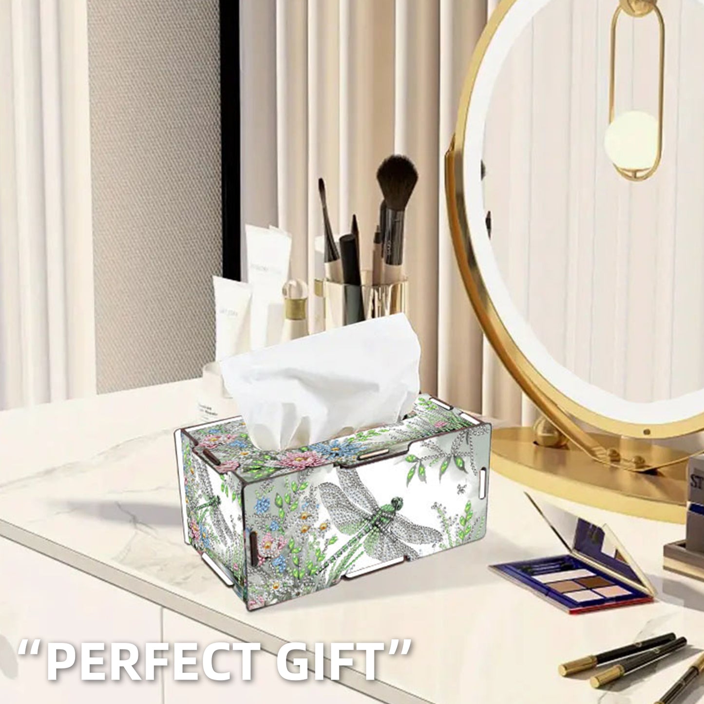 Dragonfly DIY Diamond Art Paper Towel Holder for Home and Office Decoration