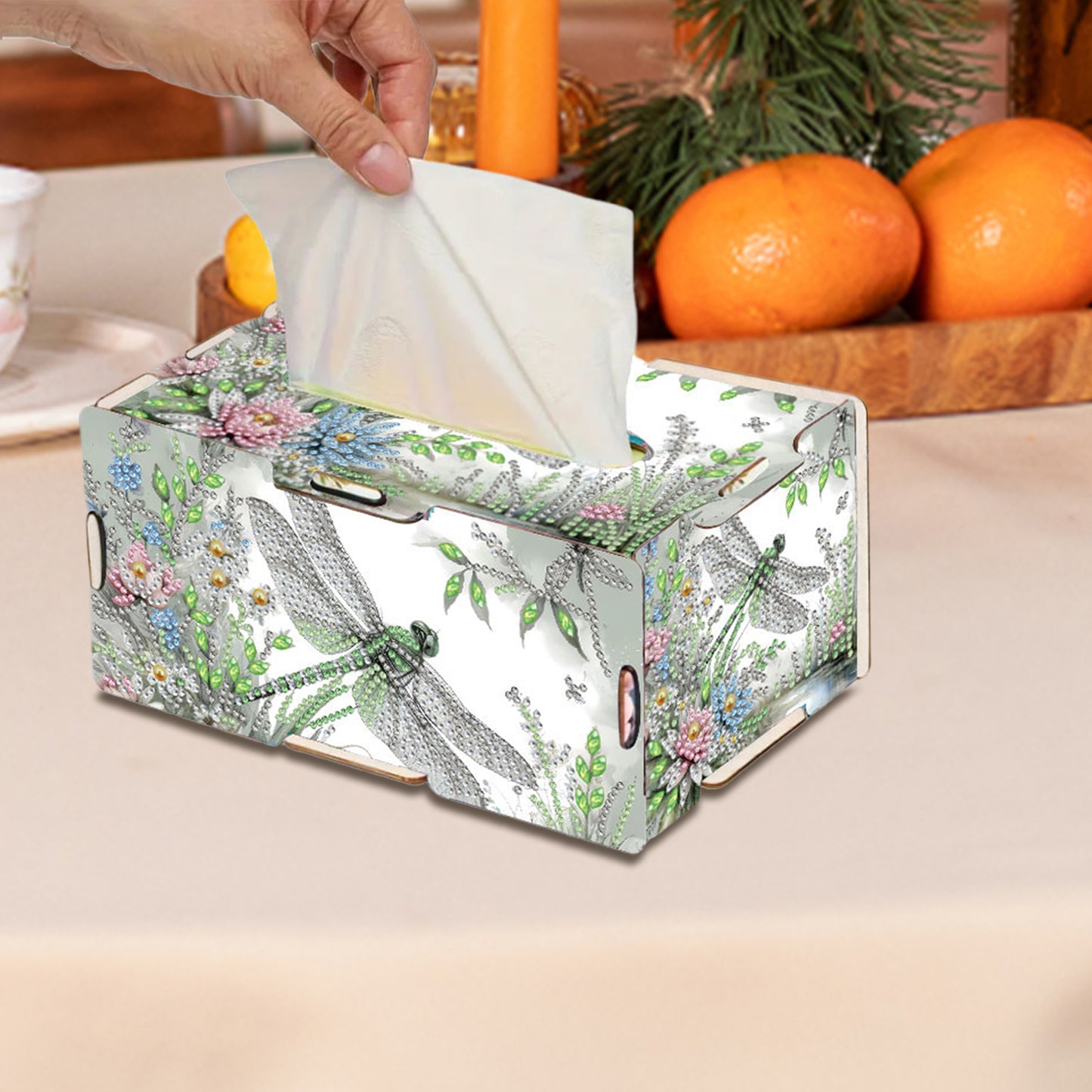 Dragonfly DIY Diamond Art Paper Towel Holder for Home and Office Decoration