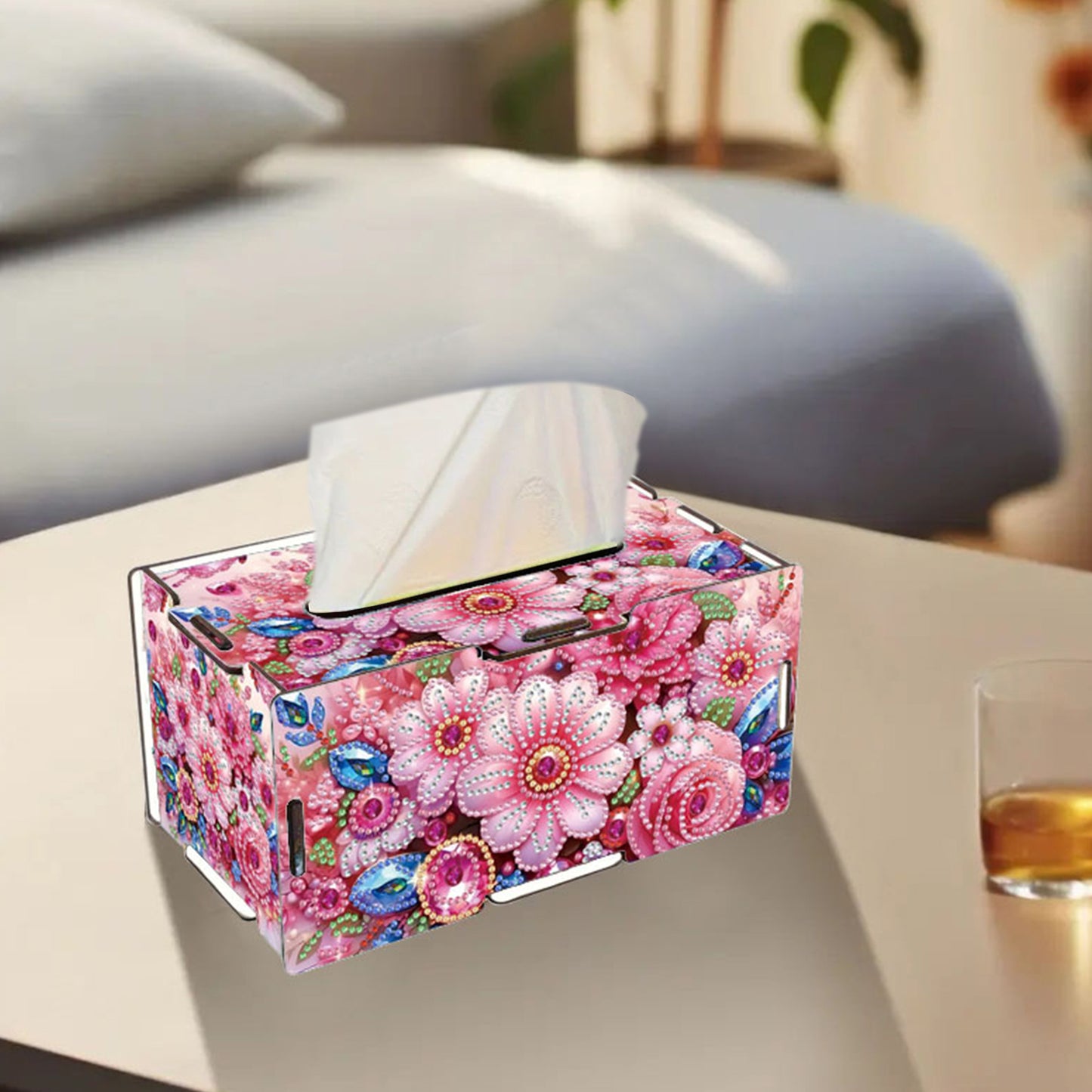 Flower DIY Diamond Art Paper Towel Holder for Home and Office Decoration