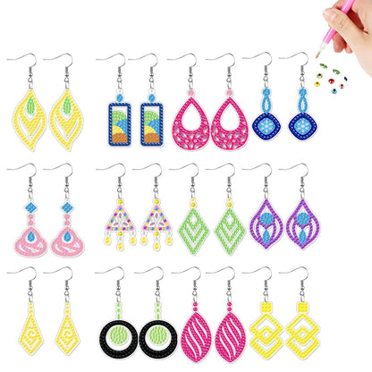 12 Pairs Special Diamond Painting Earrings DIY Diamond Art Earrings for Adults