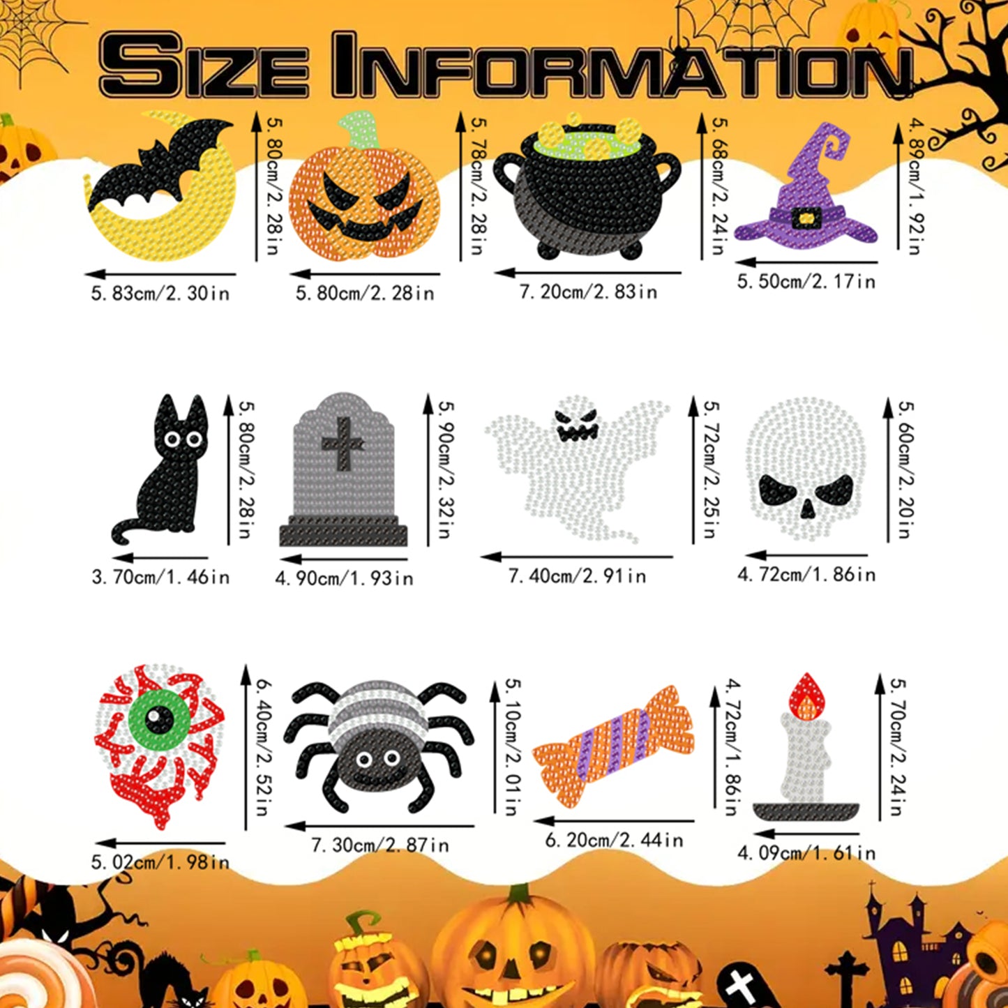 12 Pairs Halloween Diamond Painting Earrings DIY Diamond Art Earrings for Adults