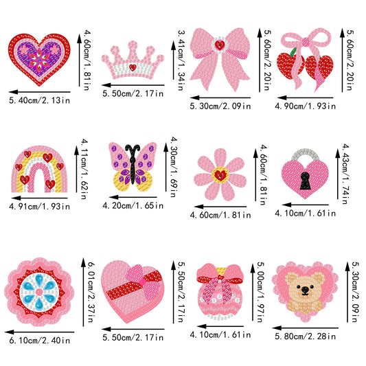 12 Pairs Valentines Day Diamond Painting Earrings DIY Diamond Art Earrings