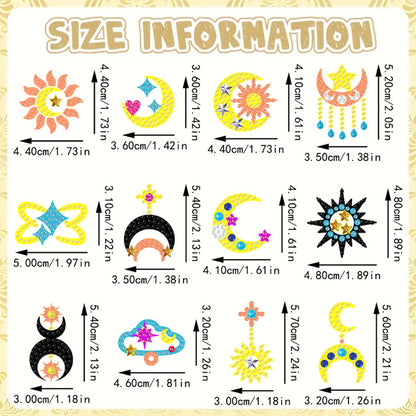 12 Pairs Sun Star Moon Diamond Painting Earrings DIY Diamond Art Earrings