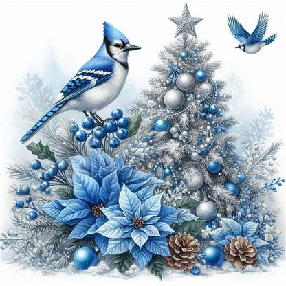 Christmas Tree Bluebird - 11CT Stamped Cross Stitch 40*40CM