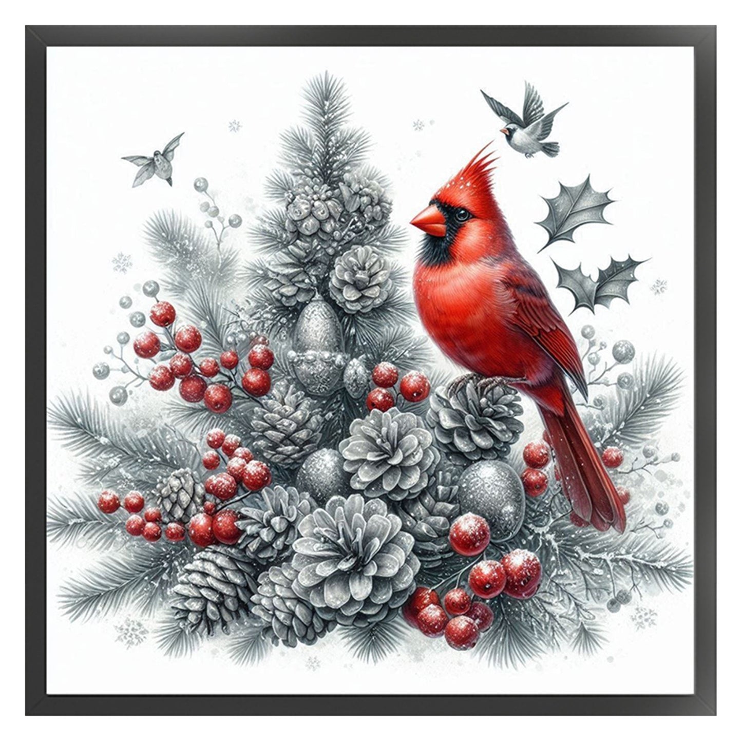 Christmas Tree Cardinal - 11CT Stamped Cross Stitch 40*40CM