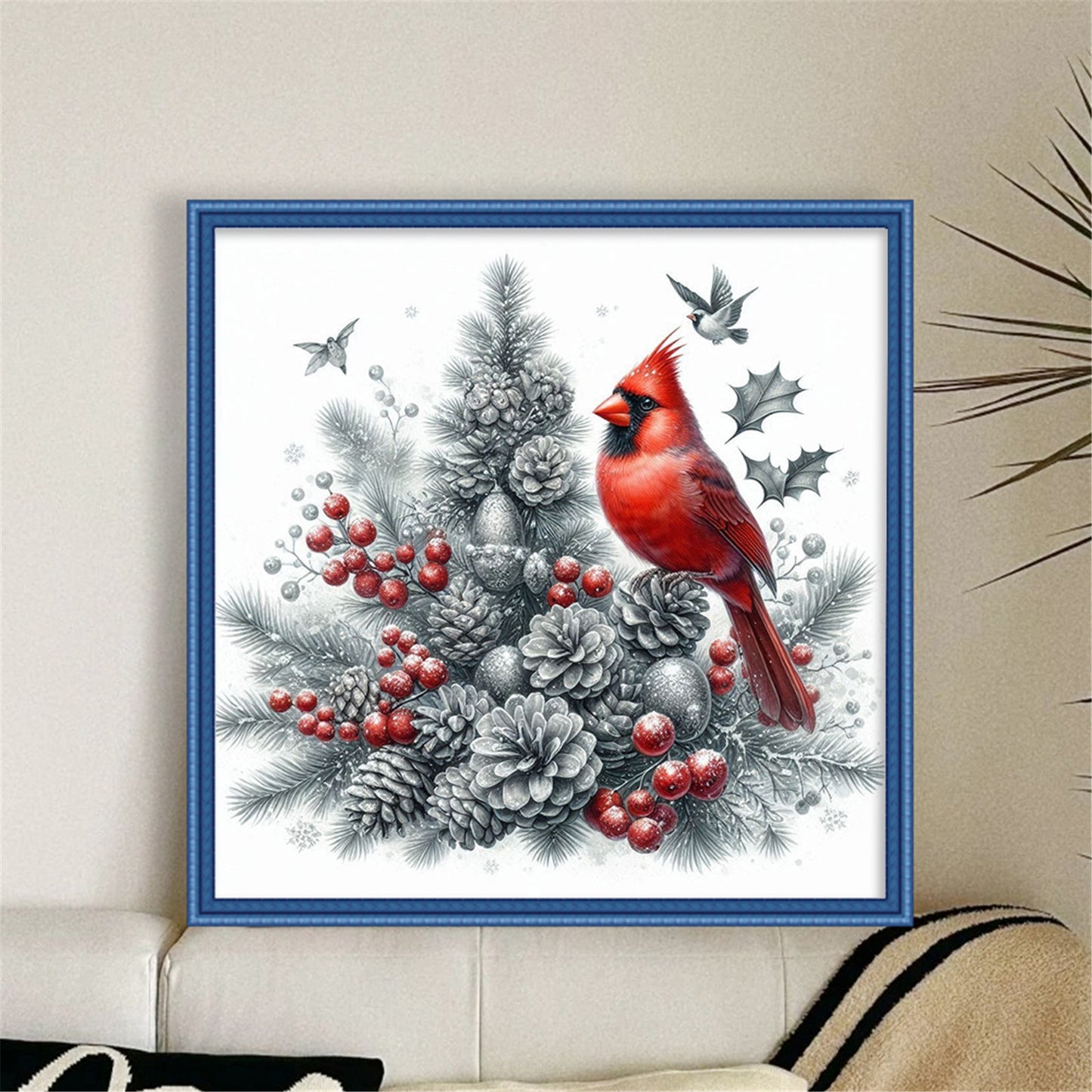 Christmas Tree Cardinal - 11CT Stamped Cross Stitch 40*40CM