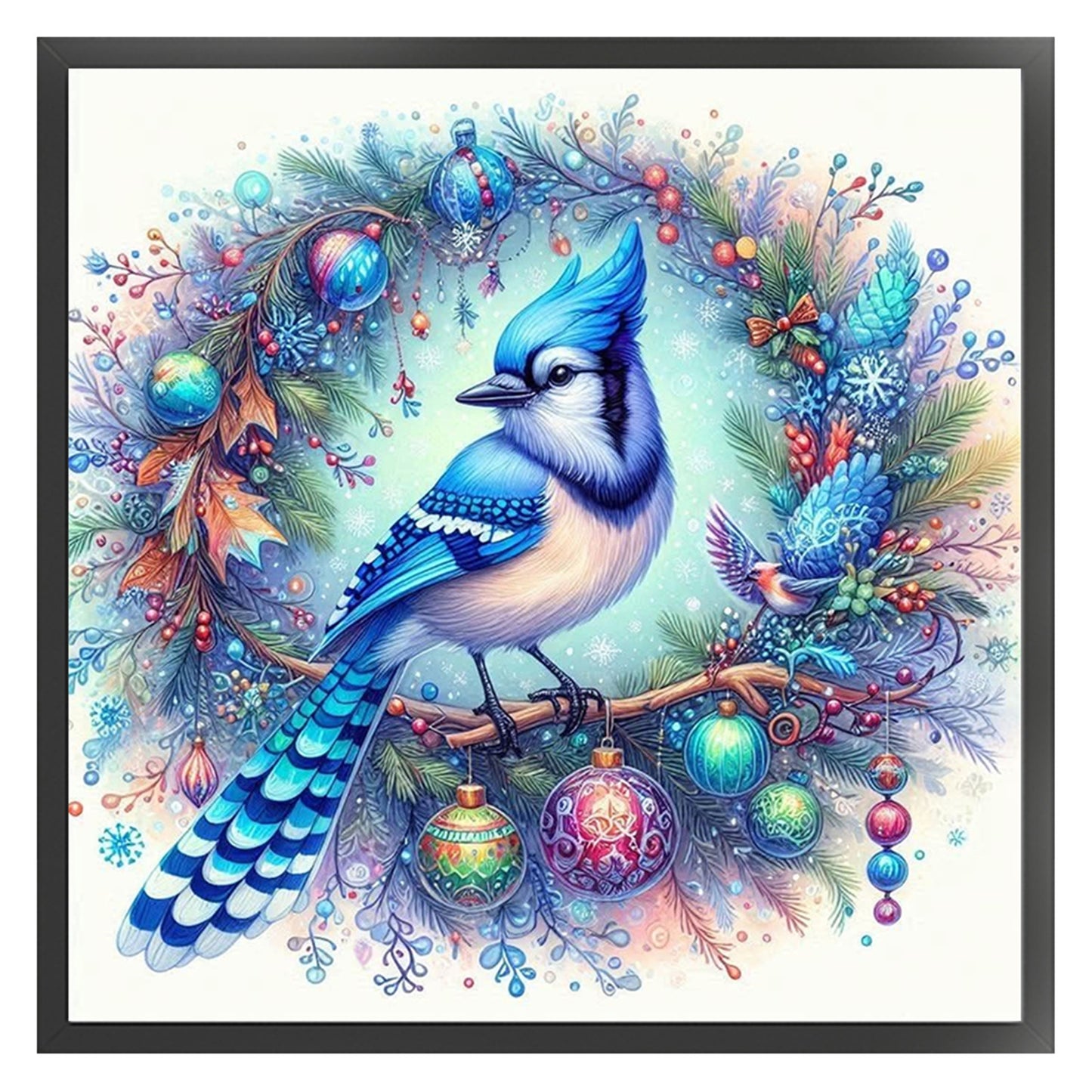 Wreath Bluebird - 11CT Stamped Cross Stitch 40*40CM