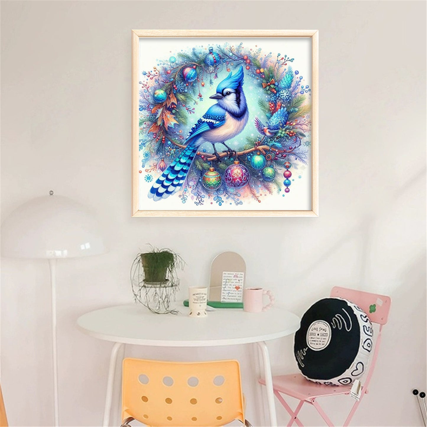 Wreath Bluebird - 11CT Stamped Cross Stitch 40*40CM