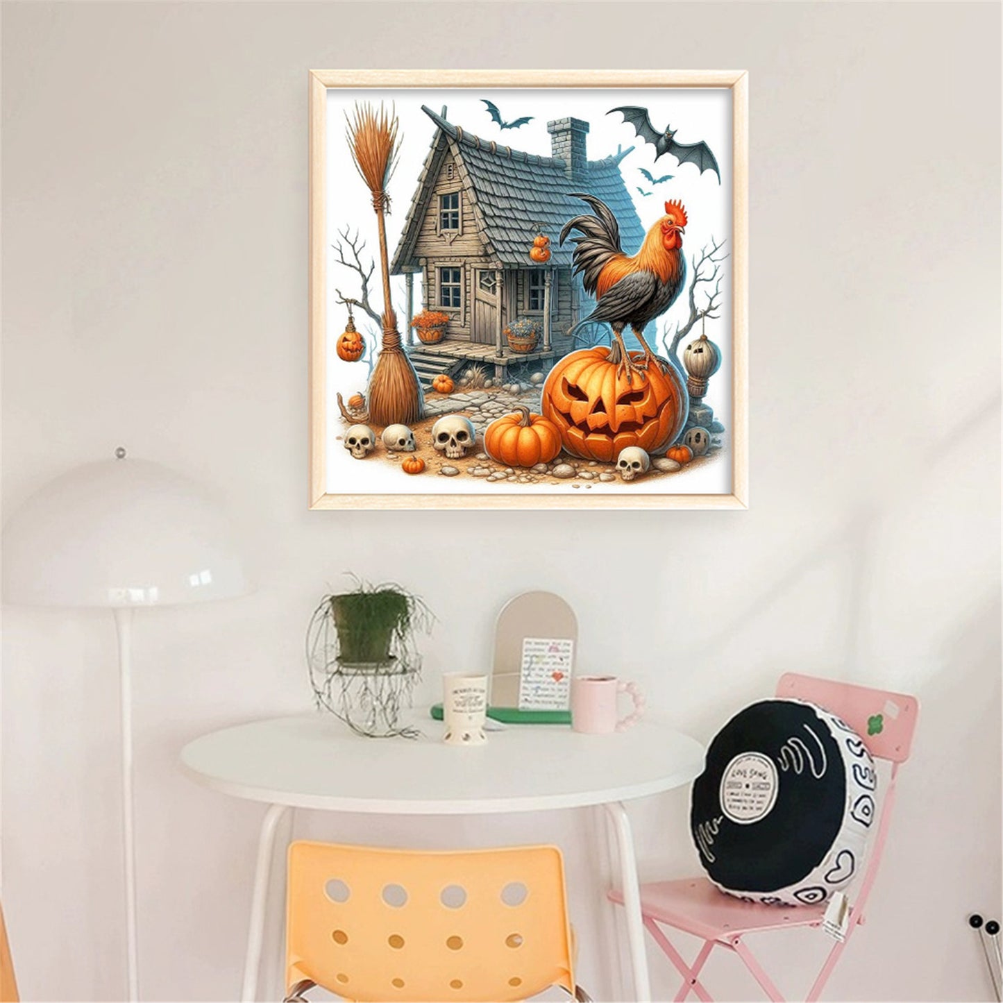 Pumpkin Rooster Cottage - 11CT Stamped Cross Stitch 40*40CM