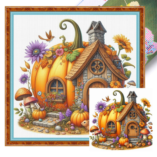 Pumpkin Cottage - 11CT Stamped Cross Stitch 40*40CM
