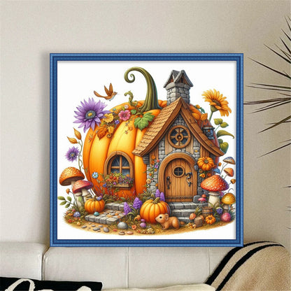 Pumpkin Cottage - 11CT Stamped Cross Stitch 40*40CM