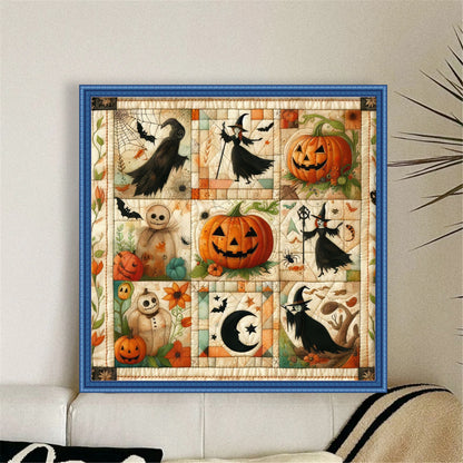 Puzzle Pumpkin Witch - 11CT Stamped Cross Stitch 45*45CM