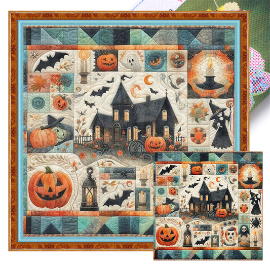 Puzzle Pumpkin Witch - 11CT Stamped Cross Stitch 45*45CM