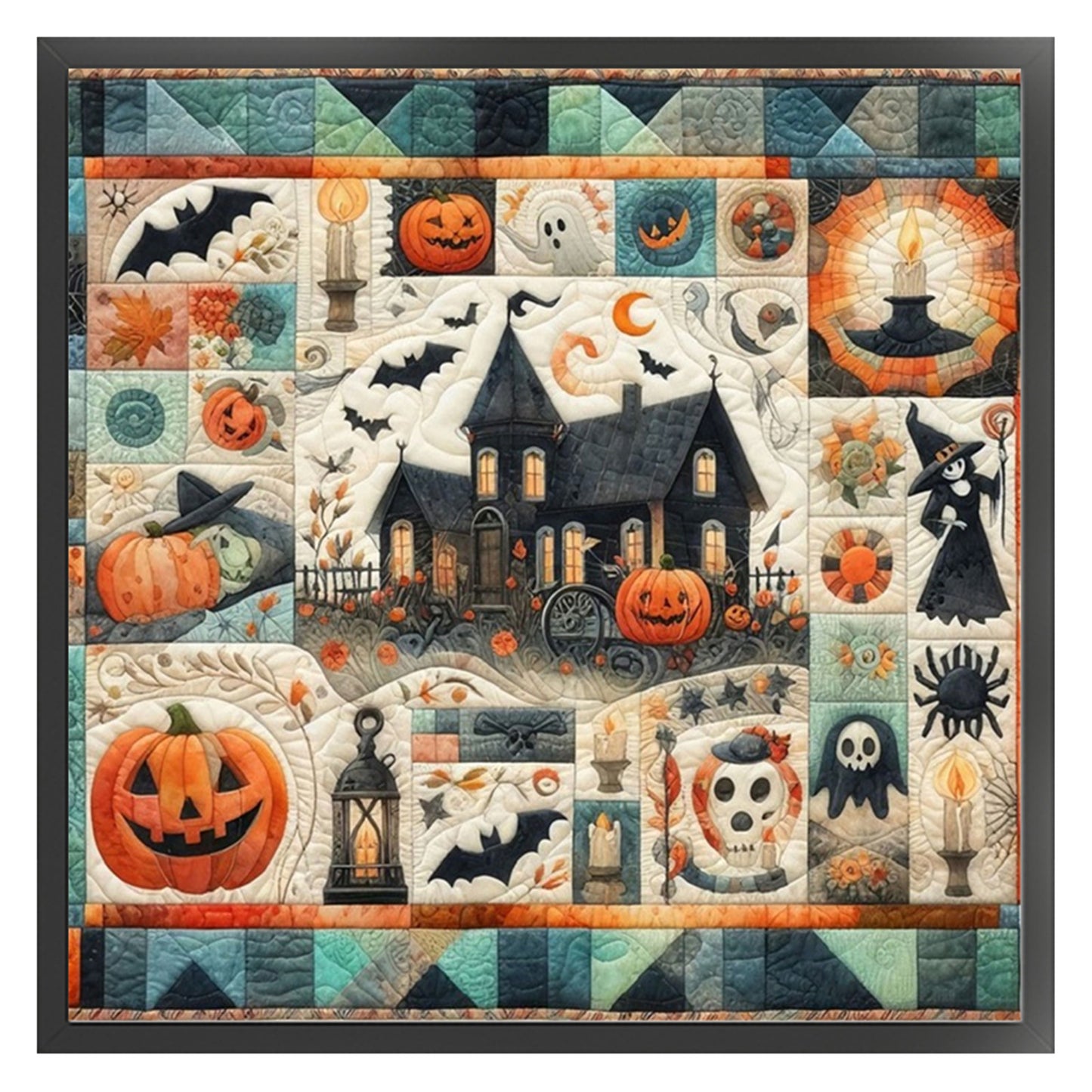 Puzzle Pumpkin Witch - 11CT Stamped Cross Stitch 45*45CM