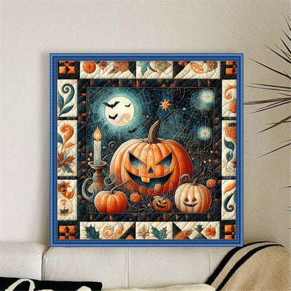 Puzzle Pumpkin Witch - 11CT Stamped Cross Stitch 45*45CM