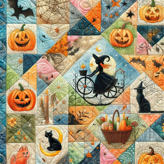 Puzzle Pumpkin Witch - 11CT Stamped Cross Stitch 45*45CM